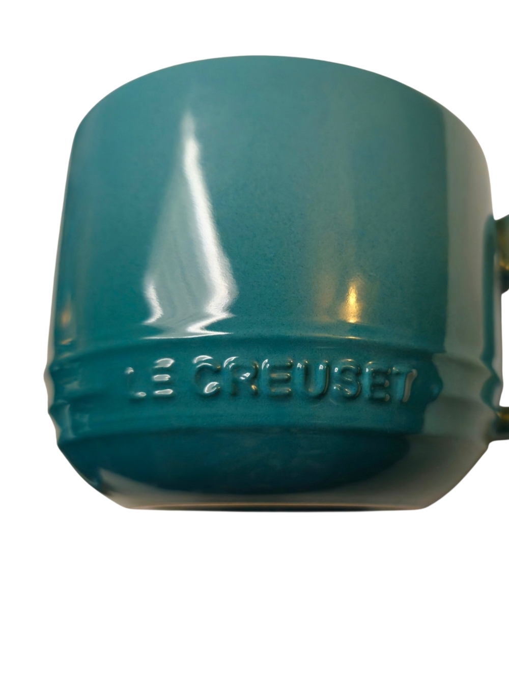 2 LE CREUSET 12 oz. Carribean Blue Ombre Teal Stoneware Coffee/Tea Mugs/Set of 2